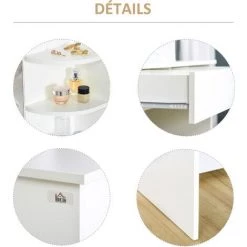 HOMCOM Coiffeuse Design Contemporain Table De Maquillage Multi-rangement 4 étagères Grand Tiroir Et Miroir Panneaux Particules Blanc 11 HOMCOM Coiffeuse Design Contemporain Table De Maquillage Multi-rangement 4 étagères Grand Tiroir Et Miroir Panneaux Particules Blanc -France HOMCOM Soldes 2022 35136563 5