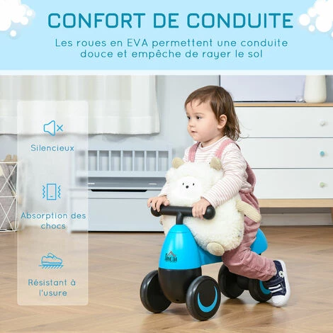 HOMCOM Draisienne Vélo Enfant 4 Roues EVA Selle Guidon Ergonomique Métal PP Bleu Noir 6 HOMCOM Draisienne Vélo Enfant 4 Roues EVA Selle Guidon Ergonomique Métal PP Bleu Noir â Image 4