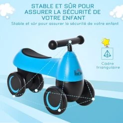 HOMCOM Draisienne Vélo Enfant 4 Roues EVA Selle Guidon Ergonomique Métal PP Bleu Noir 11 HOMCOM Draisienne Vélo Enfant 4 Roues EVA Selle Guidon Ergonomique Métal PP Bleu Noir -France HOMCOM Soldes 2022 35235210 5