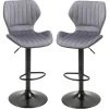 HOMCOM Lot De 2 Tabouret De Bar Design Contemporain Hauteur D'assise Réglable 60-82 Cm Pivotant 360° Repose-pied Velours Gris -France HOMCOM Soldes 2022 35260259 1