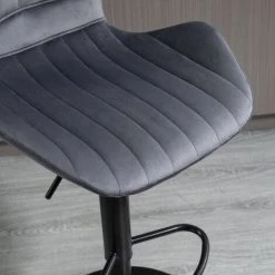 HOMCOM Lot De 2 Tabouret De Bar Design Contemporain Hauteur D'assise Réglable 60-82 Cm Pivotant 360° Repose-pied Velours Gris -France HOMCOM Soldes 2022 35260259 4