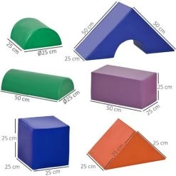 HOMCOM 11 Blocs De Construction En Mousse XXL - Modules De Motricité - Jouets éducatifs - Certifiés Normes EN71-1-2-3 - Mousse EPE Revêtement PU Multicolore - Multicolore -France HOMCOM Soldes 2022 35491513 3