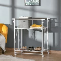 HOMCOM Séchoir à Linge étendoir à Vêtements Pliable Réglable - Double Barre De Penderie, Rack Séchage, étagère Chaussures - Roulettes Acier Inox. Métal PP Blanc 10 HOMCOM Séchoir à Linge étendoir à Vêtements Pliable Réglable - Double Barre De Penderie, Rack Séchage, étagère Chaussures - Roulettes Acier Inox. Métal PP Blanc -France HOMCOM Soldes 2022 35491536 4