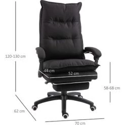 HOMCOM Fauteuil De Bureau Direction Massant Hauteur Réglable Dossier Inclinable Repose-pied Intégré Toile De Lin Noir - Noir 8 HOMCOM Fauteuil De Bureau Direction Massant Hauteur Réglable Dossier Inclinable Repose-pied Intégré Toile De Lin Noir - Noir -France HOMCOM Soldes 2022 35491538 3