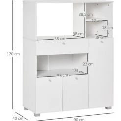 HOMCOM Meuble De Cuisine Multi-rangements 2 Placards 4 Niches Tiroir Coulissant Dim. 90L X 40l X 120H Cm Panneaux Particules Blanc - Blanc 9 HOMCOM Meuble De Cuisine Multi-rangements 2 Placards 4 Niches Tiroir Coulissant Dim. 90L X 40l X 120H Cm Panneaux Particules Blanc - Blanc -France HOMCOM Soldes 2022 35601238 3