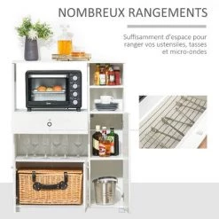 HOMCOM Meuble De Cuisine Multi-rangements 2 Placards 4 Niches Tiroir Coulissant Dim. 90L X 40l X 120H Cm Panneaux Particules Blanc - Blanc 10 HOMCOM Meuble De Cuisine Multi-rangements 2 Placards 4 Niches Tiroir Coulissant Dim. 90L X 40l X 120H Cm Panneaux Particules Blanc - Blanc -France HOMCOM Soldes 2022 35601238 4