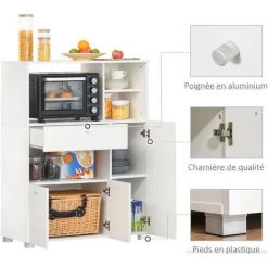 HOMCOM Meuble De Cuisine Multi-rangements 2 Placards 4 Niches Tiroir Coulissant Dim. 90L X 40l X 120H Cm Panneaux Particules Blanc - Blanc 11 HOMCOM Meuble De Cuisine Multi-rangements 2 Placards 4 Niches Tiroir Coulissant Dim. 90L X 40l X 120H Cm Panneaux Particules Blanc - Blanc -France HOMCOM Soldes 2022 35601238 5