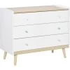 HOMCOM Commode 3 Tiroirs Design Scandinave Meuble De Rangement Chambre MDF Blanc Aspect Chêne Clair Piètement Effilé Bois Massif De Pin -France HOMCOM Soldes 2022 35624310 1