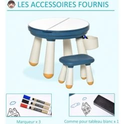 HOMCOM Ensemble Table De Construction Multi-activités Pour Enfant Avec Tabouret Ø 63 X 49H Cm Bleu Et Blanc 9 HOMCOM Ensemble Table De Construction Multi-activités Pour Enfant Avec Tabouret Ø 63 X 49H Cm Bleu Et Blanc -France HOMCOM Soldes 2022 36843048 4
