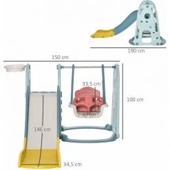 HOMCOM Portique Enfant Toboggan Et Balançoire Avec Panier De Basket-ball Aire De Jeux 3 En 1 Usage Intérieur Et Extérieur Dim. 200 X 150 X 100 Cm - Bleu 9 HOMCOM Portique Enfant Toboggan Et Balançoire Avec Panier De Basket-ball Aire De Jeux 3 En 1 Usage Intérieur Et Extérieur Dim. 200 X 150 X 100 Cm - Bleu -France HOMCOM Soldes 2022 36843050 3