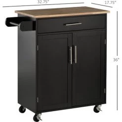 HOMCOM Chariot De Service Desserte De Cuisine à Roulettes îlot De Cuisine Avec Tiroir Placard Et Porte Torchon - 83l X 45P X 91,5 Cm Noir - Noir 9 HOMCOM Chariot De Service Desserte De Cuisine à Roulettes îlot De Cuisine Avec Tiroir Placard Et Porte Torchon - 83l X 45P X 91,5 Cm Noir - Noir -France HOMCOM Soldes 2022 36843059 3