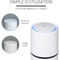 HOMCOM Purificateur D'air Maison Portable Silencieux Avec Filtre HEPA Purifie Jusqu'à 10 M³ Blanc -France HOMCOM Soldes 2022 36843077 5