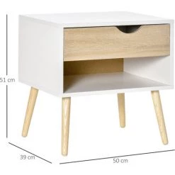 HOMCOM Chevet Table De Nuit Tiroir Niche Design Moderne Panneau De Particules Classe E1 Pieds En Bois Massif 50 X 39 X 51 Cm Bois De Chêne Blanc - Blanc 9 HOMCOM Chevet Table De Nuit Tiroir Niche Design Moderne Panneau De Particules Classe E1 Pieds En Bois Massif 50 X 39 X 51 Cm Bois De Chêne Blanc - Blanc -France HOMCOM Soldes 2022 36843083 3