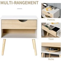 HOMCOM Chevet Table De Nuit Tiroir Niche Design Moderne Panneau De Particules Classe E1 Pieds En Bois Massif 50 X 39 X 51 Cm Bois De Chêne Blanc - Blanc 10 HOMCOM Chevet Table De Nuit Tiroir Niche Design Moderne Panneau De Particules Classe E1 Pieds En Bois Massif 50 X 39 X 51 Cm Bois De Chêne Blanc - Blanc -France HOMCOM Soldes 2022 36843083 4