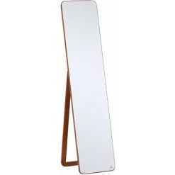 HOMCOM Miroir Sur Pied Et Mural Rectangulaire Dim. 37L X 43l X 156H Cm MDF Aspect Noyer Clair - Marron
