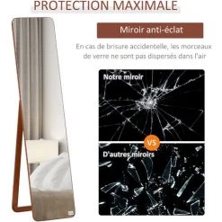 HOMCOM Miroir Sur Pied Et Mural Rectangulaire Dim. 37L X 43l X 156H Cm MDF Aspect Noyer Clair - Marron 10 HOMCOM Miroir Sur Pied Et Mural Rectangulaire Dim. 37L X 43l X 156H Cm MDF Aspect Noyer Clair - Marron -France HOMCOM Soldes 2022 36843090 4