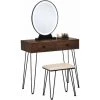 HOMCOM Coiffeuse Design - Miroir LED Intégré - 2 Tiroirs + 1 Organisateur - Tabouret Inclus - Métal Noir MDF Imitation Bois Noyer Foncé - Marron 2 HOMCOM Coiffeuse Design - Miroir LED Intégré - 2 Tiroirs + 1 Organisateur - Tabouret Inclus - Métal Noir MDF Imitation Bois Noyer Foncé - Marron -France HOMCOM Soldes 2022 36843094 1