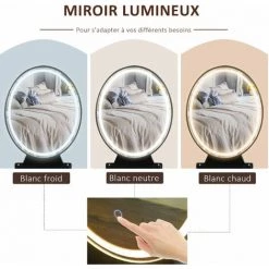 HOMCOM Coiffeuse Design - Miroir LED Intégré - 2 Tiroirs + 1 Organisateur - Tabouret Inclus - Métal Noir MDF Imitation Bois Noyer Foncé - Marron 9 HOMCOM Coiffeuse Design - Miroir LED Intégré - 2 Tiroirs + 1 Organisateur - Tabouret Inclus - Métal Noir MDF Imitation Bois Noyer Foncé - Marron -France HOMCOM Soldes 2022 36843094 4