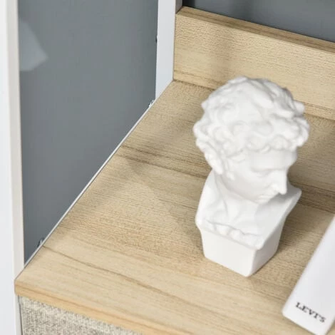 HOMCOM Commode Meuble De Rangement Chiffonnier 4 Tiroirs Amovibles 1 étagère 58 X 29 X 103 Cm Gris Blanc - Gris 7 HOMCOM Commode Meuble De Rangement Chiffonnier 4 Tiroirs Amovibles 1 étagère 58 X 29 X 103 Cm Gris Blanc - Gris – Image 5