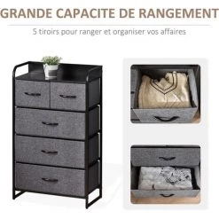 HOMCOM Commode Meuble De Rangement 5 Tiroirs Pliables En Tissu 58 X 29 X 99 Cm Gris 10 HOMCOM Commode Meuble De Rangement 5 Tiroirs Pliables En Tissu 58 X 29 X 99 Cm Gris -France HOMCOM Soldes 2022 36843108 4