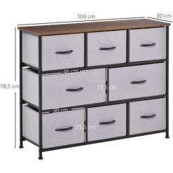 HOMCOM Commode Meuble De Rangement 8 Tiroirs Pliables En Tissu 100 X 30 X 78,5 Cm Gris - Gris -France HOMCOM Soldes 2022 36843109 3