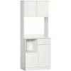 HOMCOM Armoire De Cuisine Multi-rangements 4 Portes 1 Tiroirs étagère + Grand Plateau 71 X 41 X 178 Cm MDF Blanc -France HOMCOM Soldes 2022 36843115 1