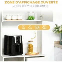HOMCOM Armoire De Cuisine Multi-rangements 4 Portes 1 Tiroirs étagère + Grand Plateau 71 X 41 X 178 Cm MDF Blanc -France HOMCOM Soldes 2022 36843115 5