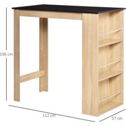 HOMCOM Table De Bar Table Haute De Cuisine Mange-debout Comptoir - Dim. 112L X 57l X 106H Cm - 3 étagères - Panneaux De Particules - Aspect Chêne Clair Noir - Marron 9 HOMCOM Table De Bar Table Haute De Cuisine Mange-debout Comptoir - Dim. 112L X 57l X 106H Cm - 3 étagères - Panneaux De Particules - Aspect Chêne Clair Noir - Marron -France HOMCOM Soldes 2022 36843120 3