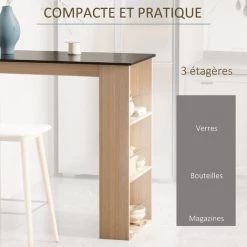 HOMCOM Table De Bar Table Haute De Cuisine Mange-debout Comptoir - Dim. 112L X 57l X 106H Cm - 3 étagères - Panneaux De Particules - Aspect Chêne Clair Noir - Marron 10 HOMCOM Table De Bar Table Haute De Cuisine Mange-debout Comptoir - Dim. 112L X 57l X 106H Cm - 3 étagères - Panneaux De Particules - Aspect Chêne Clair Noir - Marron -France HOMCOM Soldes 2022 36843120 4