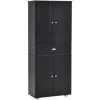 HOMCOM Armoire De Cuisine Contemporaine Multi-rangements 4 Portes + Grand Tiroir Dim. 76,2L X 40P X 184H Cm MDF Noir - Noir -France HOMCOM Soldes 2022 36843122 1
