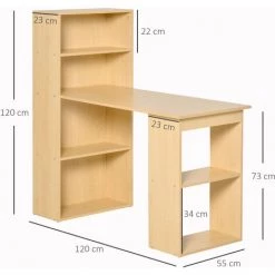 HOMCOM Bureau Informatique 120L X 55l X 120H Cm Bibliothèque Adjacente Multi-rangements Bois Naturel - Bois Naturel 9 HOMCOM Bureau Informatique 120L X 55l X 120H Cm Bibliothèque Adjacente Multi-rangements Bois Naturel - Bois Naturel -France HOMCOM Soldes 2022 36843132 3