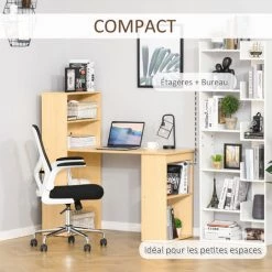 HOMCOM Bureau Informatique 120L X 55l X 120H Cm Bibliothèque Adjacente Multi-rangements Bois Naturel - Bois Naturel 11 HOMCOM Bureau Informatique 120L X 55l X 120H Cm Bibliothèque Adjacente Multi-rangements Bois Naturel - Bois Naturel -France HOMCOM Soldes 2022 36843132 5