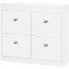 HOMCOM Armoire à Chaussures Meuble à Chaussures Rangement Pour 32 Paires Dim. 98L X 24l X 83H Cm 4 Portes Abattantes Double Niveau MDF Blanc - Blanc