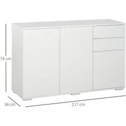 HOMCOM Commode Buffet De Rangement 2 Tiroirs Coulissants 3 Portes étagère Réglable Panneaux De Particules 117 X 36 X 74 Cm Blanc 9 HOMCOM Commode Buffet De Rangement 2 Tiroirs Coulissants 3 Portes étagère Réglable Panneaux De Particules 117 X 36 X 74 Cm Blanc -France HOMCOM Soldes 2022 36843289 3