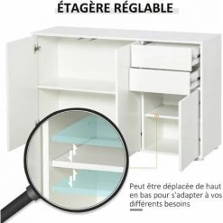 HOMCOM Commode Buffet De Rangement 2 Tiroirs Coulissants 3 Portes étagère Réglable Panneaux De Particules 117 X 36 X 74 Cm Blanc 10 HOMCOM Commode Buffet De Rangement 2 Tiroirs Coulissants 3 Portes étagère Réglable Panneaux De Particules 117 X 36 X 74 Cm Blanc -France HOMCOM Soldes 2022 36843289 4