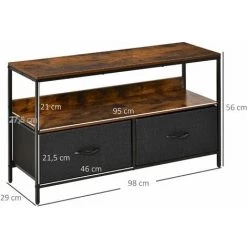 HOMCOM Meuble TV Bas Sur Pieds Style Industriel 2 Tiroirs En Tissu Gris MDF Marron Rustique Et Métal Noir - Marron 9 HOMCOM Meuble TV Bas Sur Pieds Style Industriel 2 Tiroirs En Tissu Gris MDF Marron Rustique Et Métal Noir - Marron -France HOMCOM Soldes 2022 36843295 3