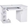 HOMCOM Bureau Informatique Multimédia Multi-rangements Avec étagère Tiroir Tablette Clavier MDF 120 X 60 X 74 Cm Blanc - Blanc -France HOMCOM Soldes 2022 36843382 1