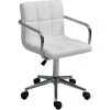 HOMCOM Chaise De Bureau Fauteuil Manager Pivotant Hauteur Réglable Revêtement Synthétique Capitonné Blanc - Blanc -France HOMCOM Soldes 2022 36843417 1