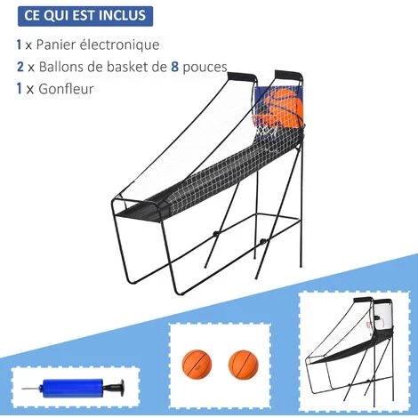 HOMCOM Jeu De Basket Pliable Jeu De Basketball Arcade Compteur électronique 2 Ballons - Noir 7 HOMCOM Jeu De Basket Pliable Jeu De Basketball Arcade Compteur électronique 2 Ballons - Noir – Image 5