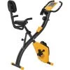 HOMCOM Vélo D'appartement Pliant 8 Niveaux De Résistance Magnétique Dossier Selle Réglable Poignées Ergonomiques écran LCD Multifonction Suspensions Support Tablette Acier Jaune Gris - Jaune