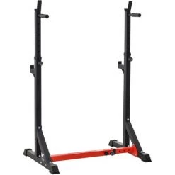 HOMCOM Support Pour Haltères Hauteur Réglable Repose Haltères 77-122 X 73 X 121-171 Cm Rouge Noir