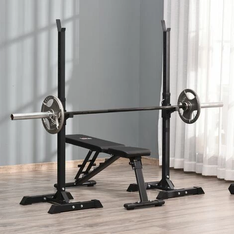 HOMCOM Support De Musculation Repose Haltères Charge Max. 150 Kg Noir 4 HOMCOM Support De Musculation Repose Haltères Charge Max. 150 Kg Noir – Image 2