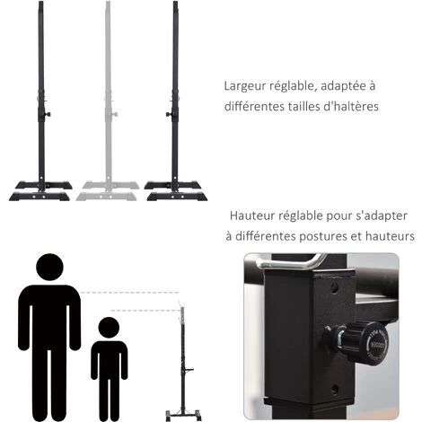 HOMCOM Support De Musculation Repose Haltères Charge Max. 150 Kg Noir 6 HOMCOM Support De Musculation Repose Haltères Charge Max. 150 Kg Noir – Image 4