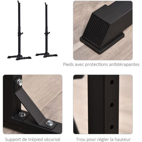 HOMCOM Support De Musculation Repose Haltères Charge Max. 150 Kg Noir 7 HOMCOM Support De Musculation Repose Haltères Charge Max. 150 Kg Noir – Image 5