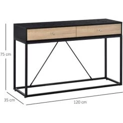 HOMCOM Table Console Moderne 2 Tiroirs Métal Et Panneau De Particules Dim. 120 X 35 X 75 Cm - Noir 9 HOMCOM Table Console Moderne 2 Tiroirs Métal Et Panneau De Particules Dim. 120 X 35 X 75 Cm - Noir -France HOMCOM Soldes 2022 36854081 3