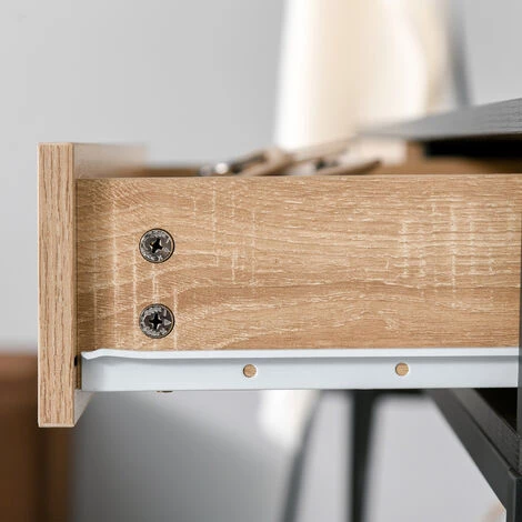 HOMCOM Table Console Moderne 2 Tiroirs Métal Et Panneau De Particules Dim. 120 X 35 X 75 Cm - Noir 7 HOMCOM Table Console Moderne 2 Tiroirs Métal Et Panneau De Particules Dim. 120 X 35 X 75 Cm - Noir – Image 5