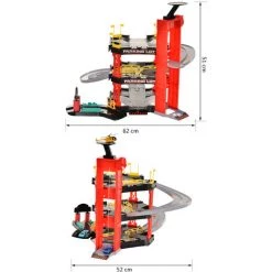 HOMCOM Garage Parking Voitures Pour Enfant 3 Niveaux Avec 4 Voitures Et 1 Hélicoptère Rouge Dim. 62L X 52l X H51 Cm - Rouge -France HOMCOM Soldes 2022 36874933 3