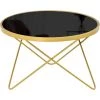 HOMCOM Table Basse Ronde Design Style Art Déco Ø 65 X 40H Cm Plateau Verre Trempé Noir Châssis Acier Doré - Noir -France HOMCOM Soldes 2022 36988618 1