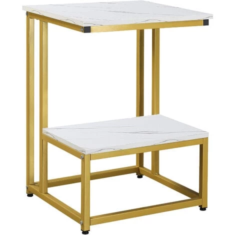 HOMCOM Table Basse Moderne Salon Table D'appoint Chambre Guéridon Bout De Canapé Design Structure Acier Doré Plateau étagère Aspect Marbre Blanc 3 HOMCOM Table Basse Moderne Salon Table D'appoint Chambre Guéridon Bout De Canapé Design Structure Acier Doré Plateau étagère Aspect Marbre Blanc