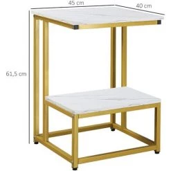 HOMCOM Table Basse Moderne Salon Table D'appoint Chambre Guéridon Bout De Canapé Design Structure Acier Doré Plateau étagère Aspect Marbre Blanc 9 HOMCOM Table Basse Moderne Salon Table D'appoint Chambre Guéridon Bout De Canapé Design Structure Acier Doré Plateau étagère Aspect Marbre Blanc -France HOMCOM Soldes 2022 36988623 3